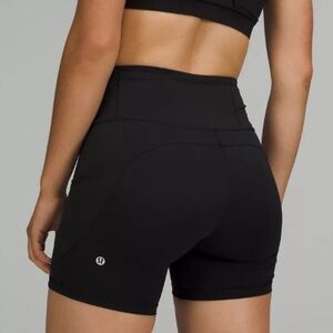 Lululemon Fast and Free Bike Short 6” Black Pockets Stretch Running Womens 6